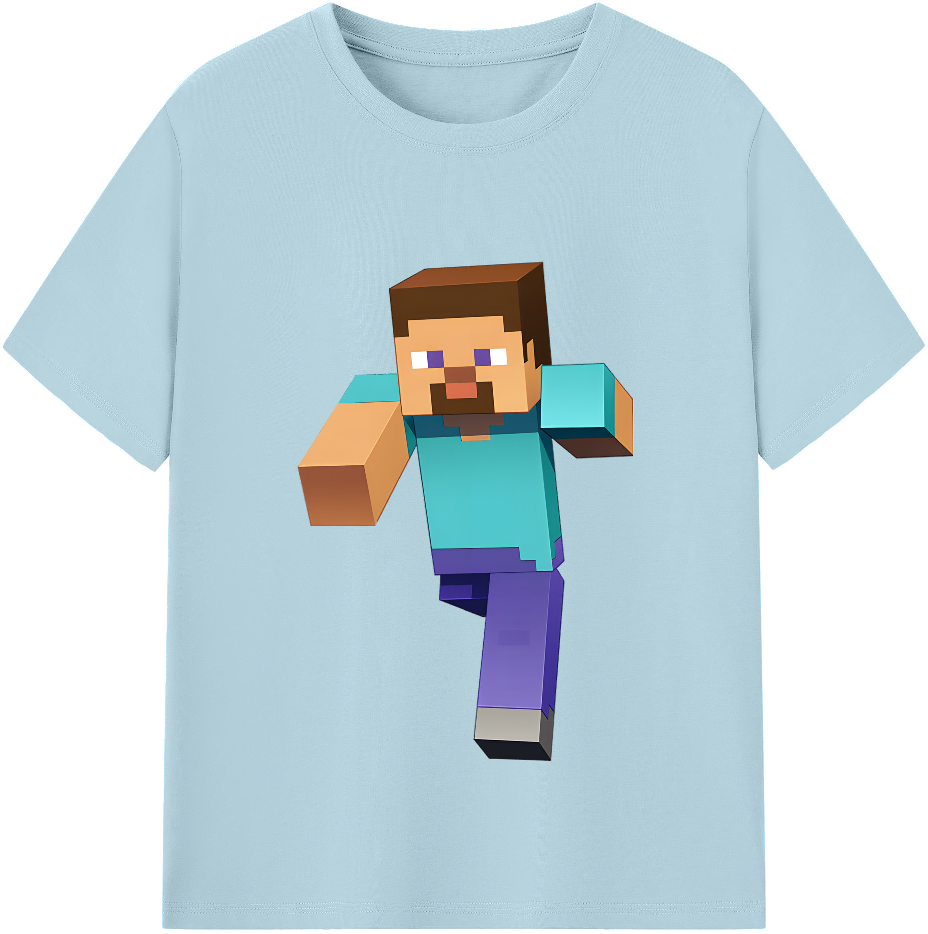 （画像用） マインクラフト ブロックの世界 Minecraft MC Block world 綿100％半袖Tシャツ（フロントプリント）